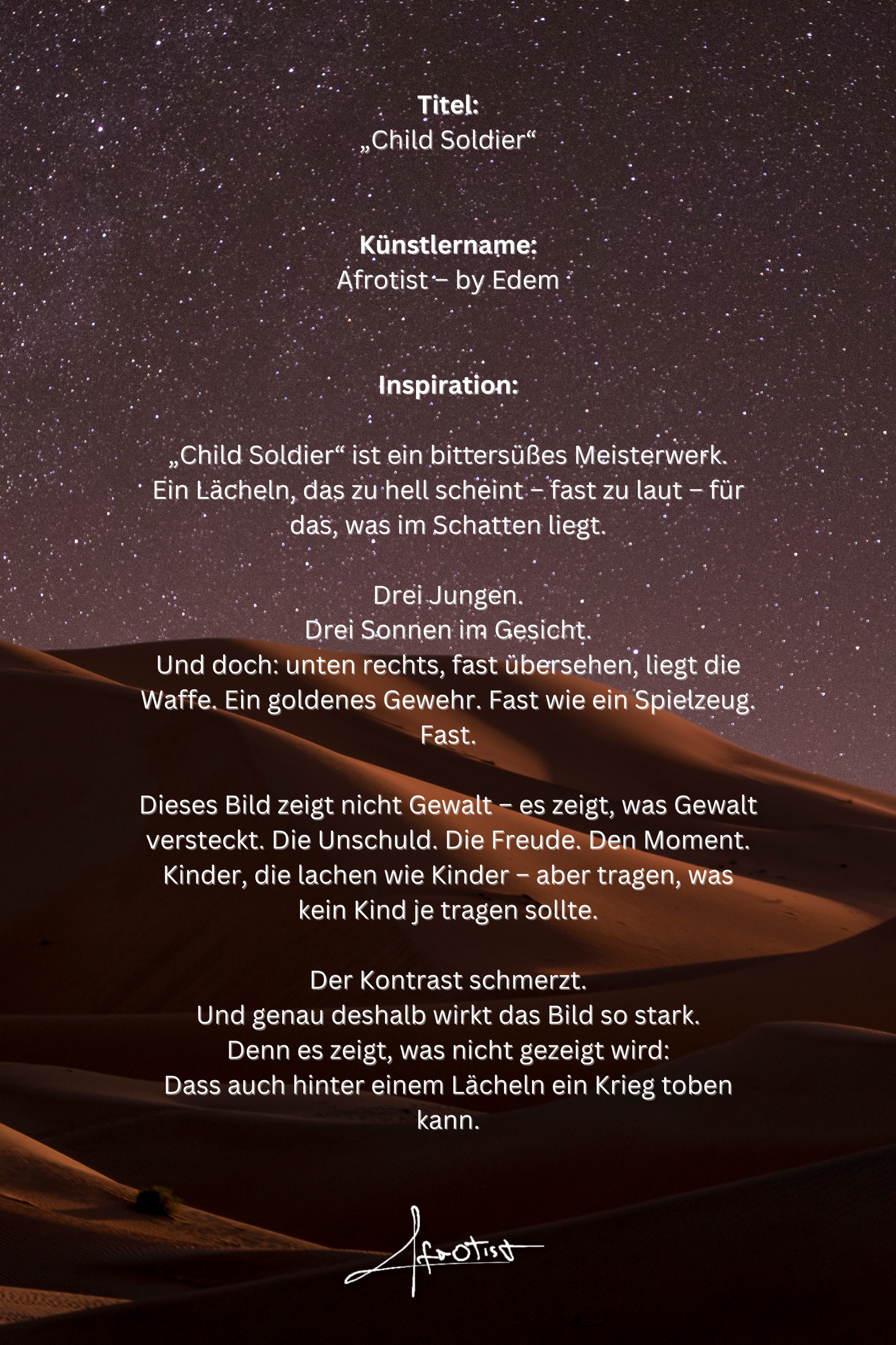 Child Soldier – Kunstwerk über verlorene Unschuld