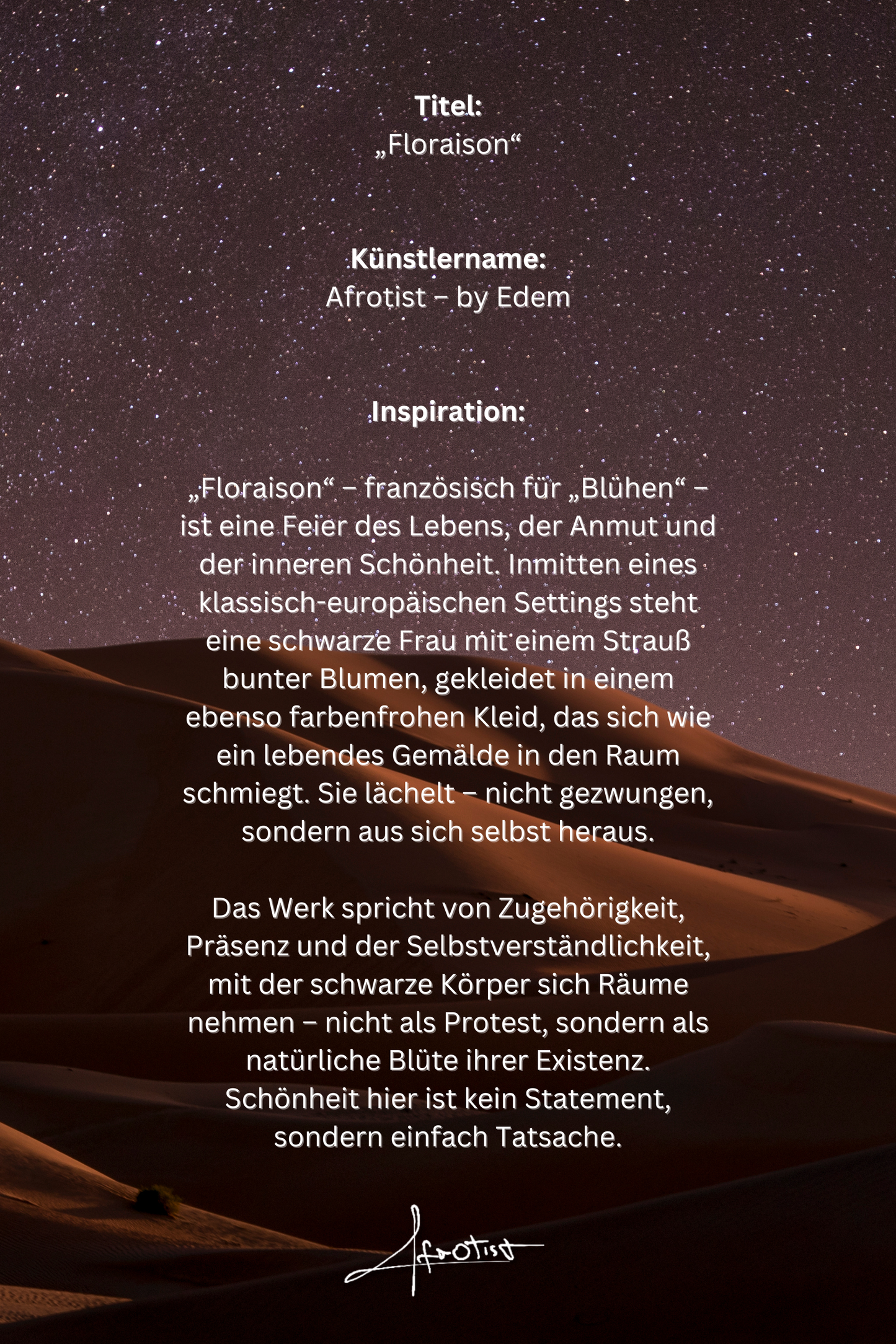 Floraison – Kunstwerk über Blühen, Präsenz & Schönheit