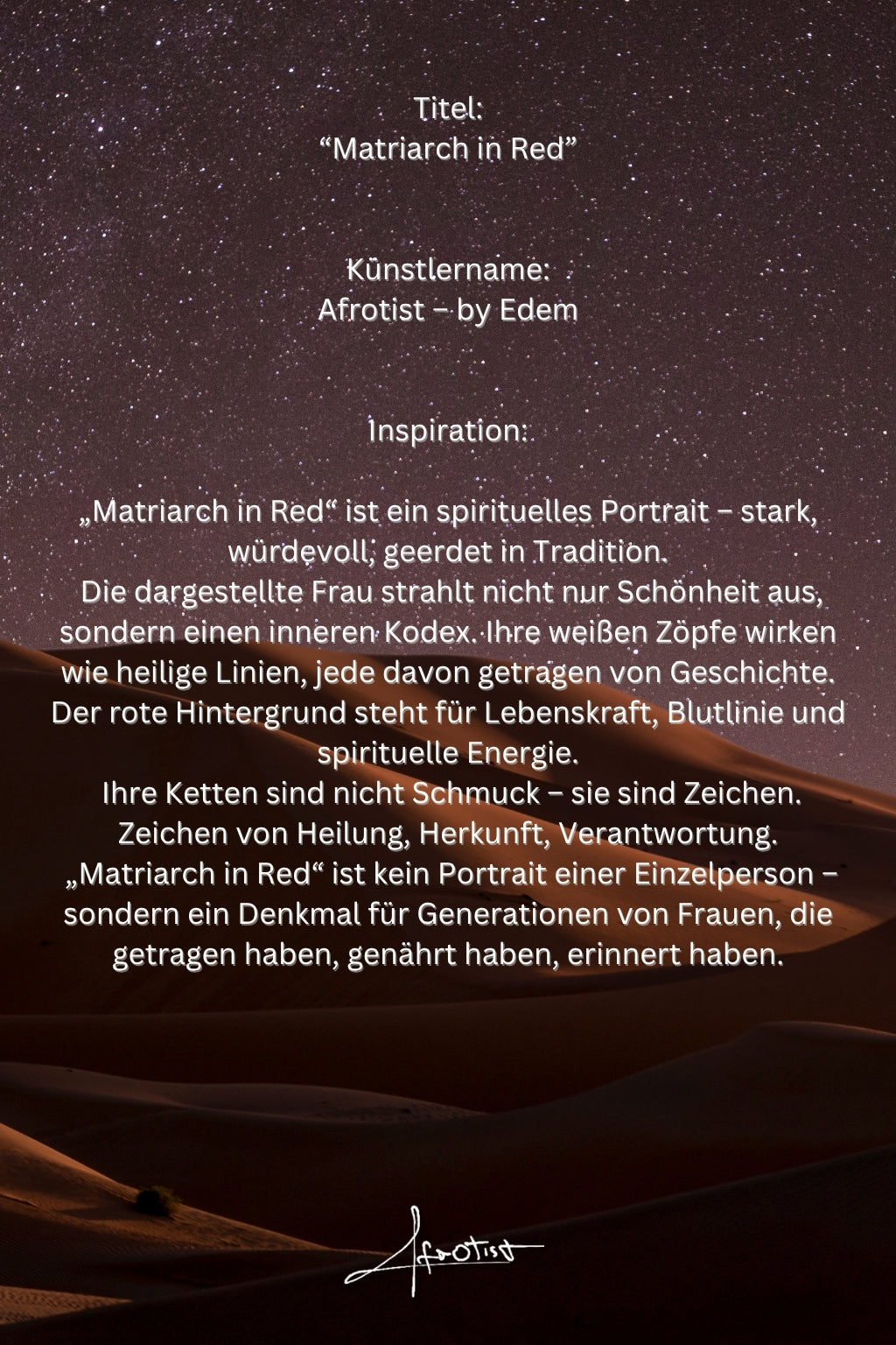 Matriarch in Red – Kraftvolles Profilporträt einer Schwarzen Frau mit Perlen und weißem Haar | Afrotist Kunstdruck