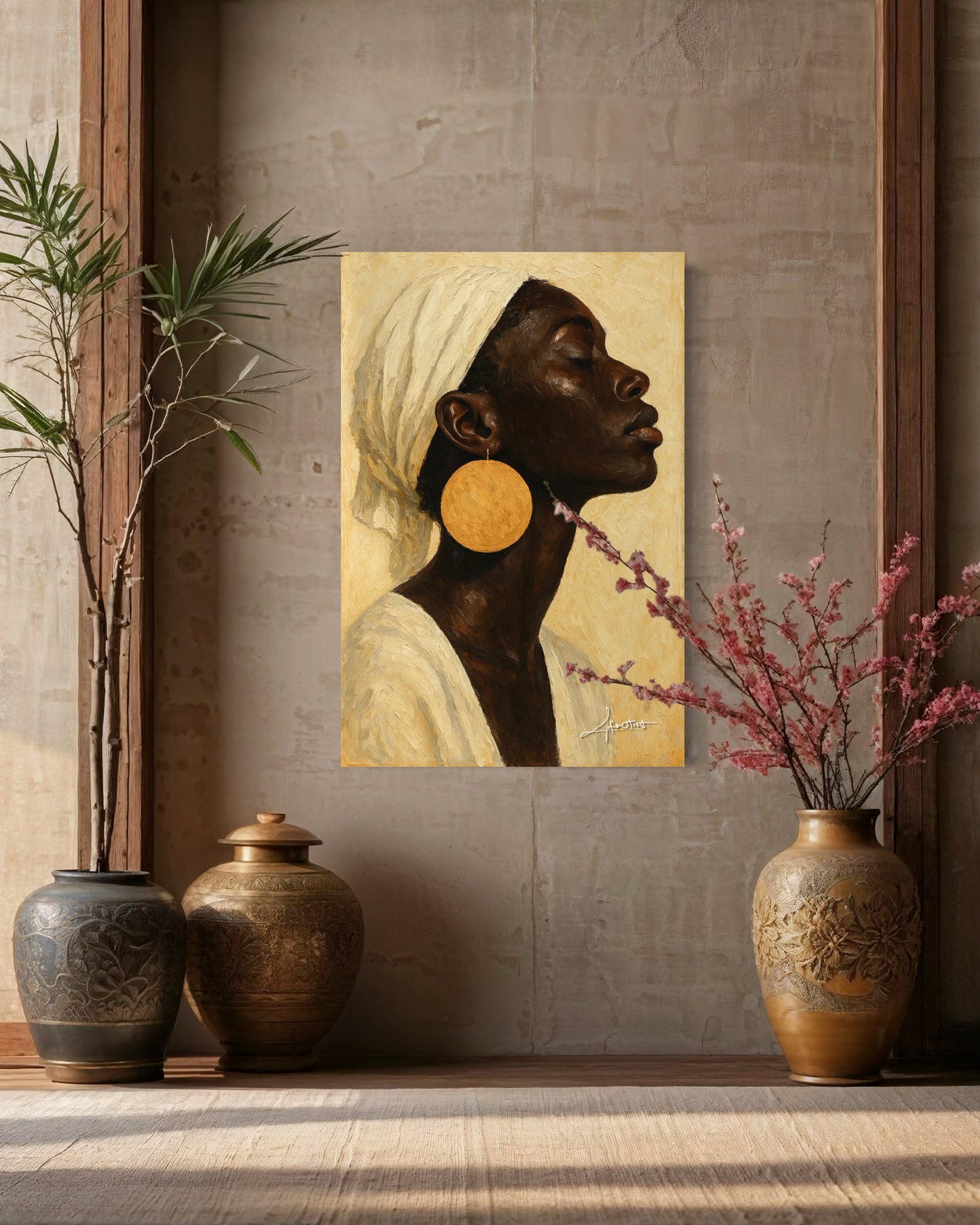 Ruhe in Gold – Afro-spirituelles Porträt über Würde & innere Kraft