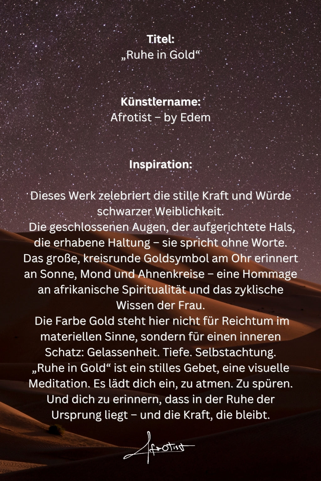 Ruhe in Gold – Afro-spirituelles Porträt über Würde & innere Kraft