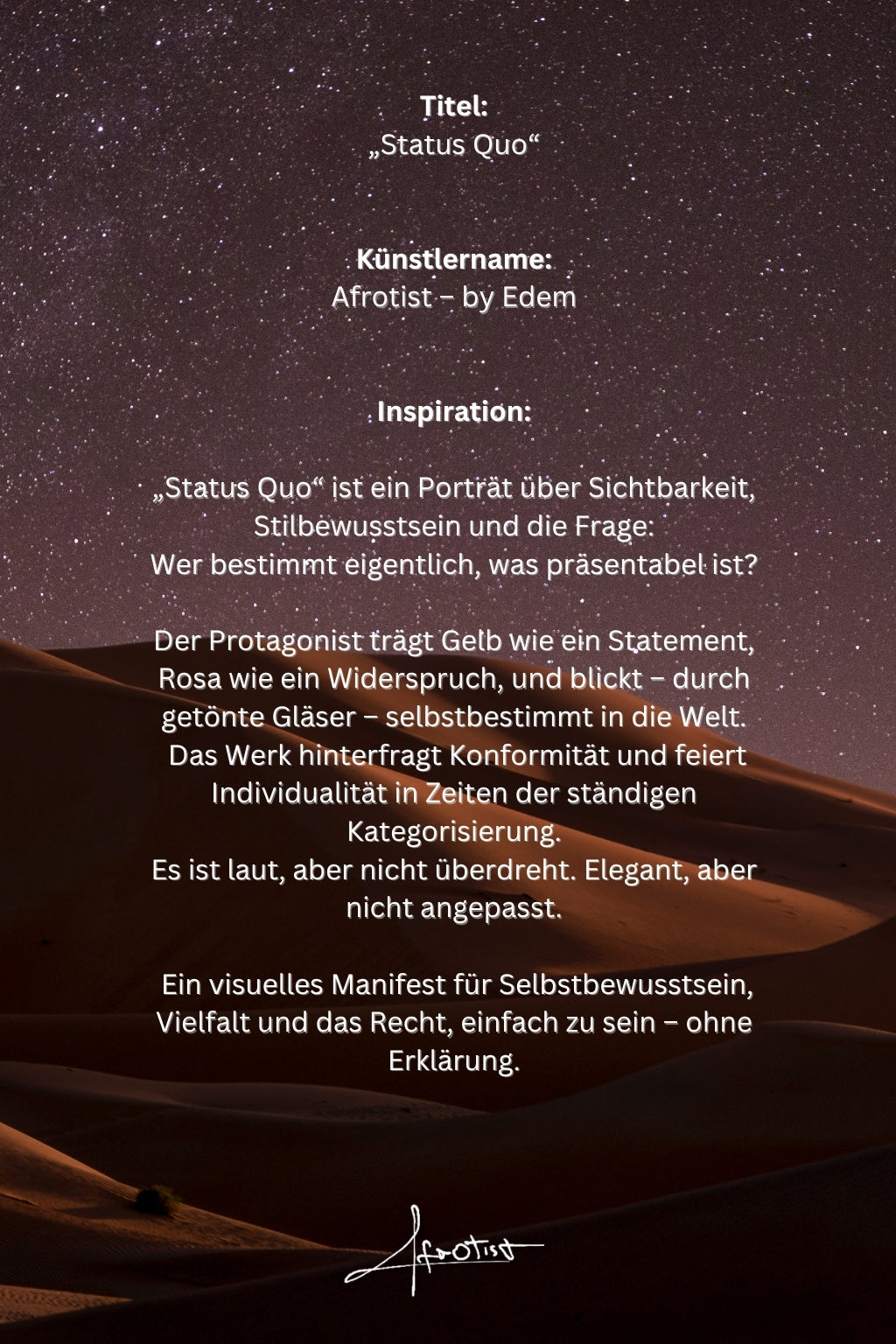 Status Quo – Afrozentriertes Porträt über Individualität & Sichtbarkeit | Afrotist