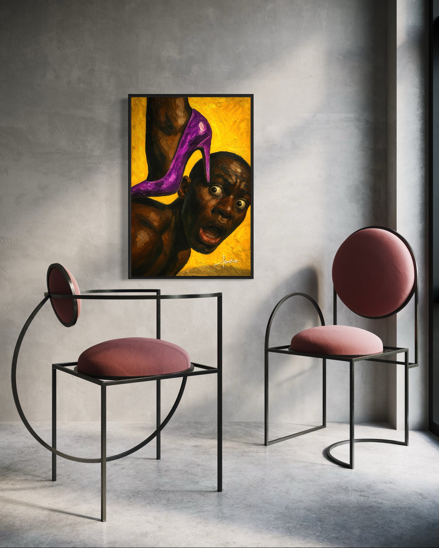 The Bottom Line – Satirisches Kunstwerk über Dating, Macht & emotionale Überforderung | Afrotist Kunstdruck