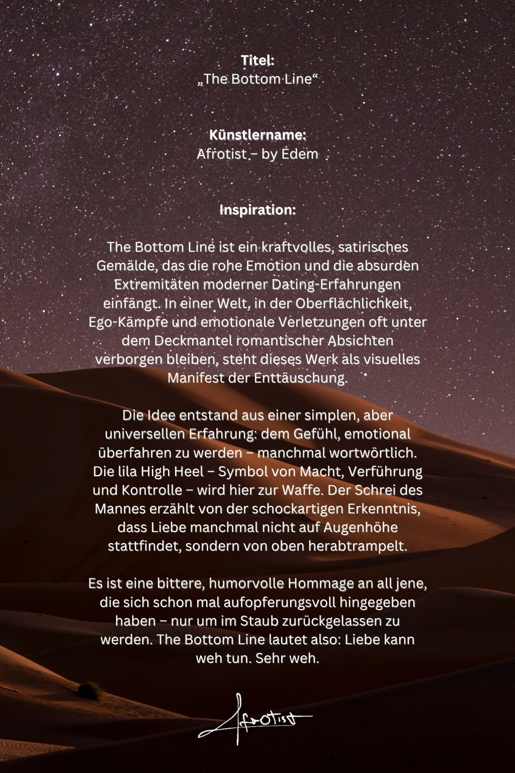 The Bottom Line – Satirisches Kunstwerk über Dating, Macht & emotionale Überforderung | Afrotist Kunstdruck