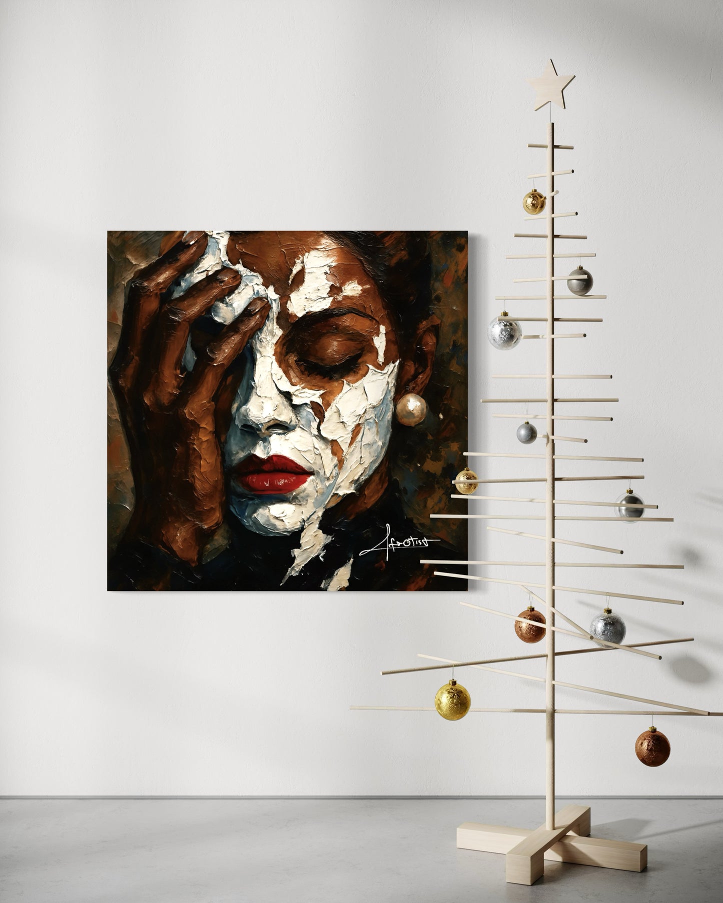 Unmasking – Emotionales Afro-Porträt über Wahrheit, Schmerz & Selbstbefreiung | Afrotist Kunstwerk