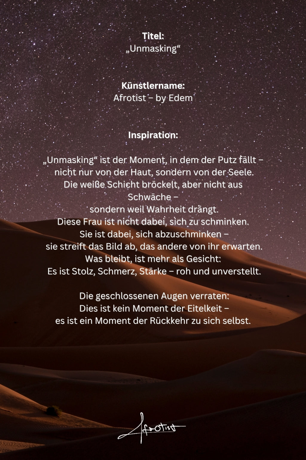 Unmasking – Emotionales Afro-Porträt über Wahrheit, Schmerz & Selbstbefreiung | Afrotist Kunstwerk