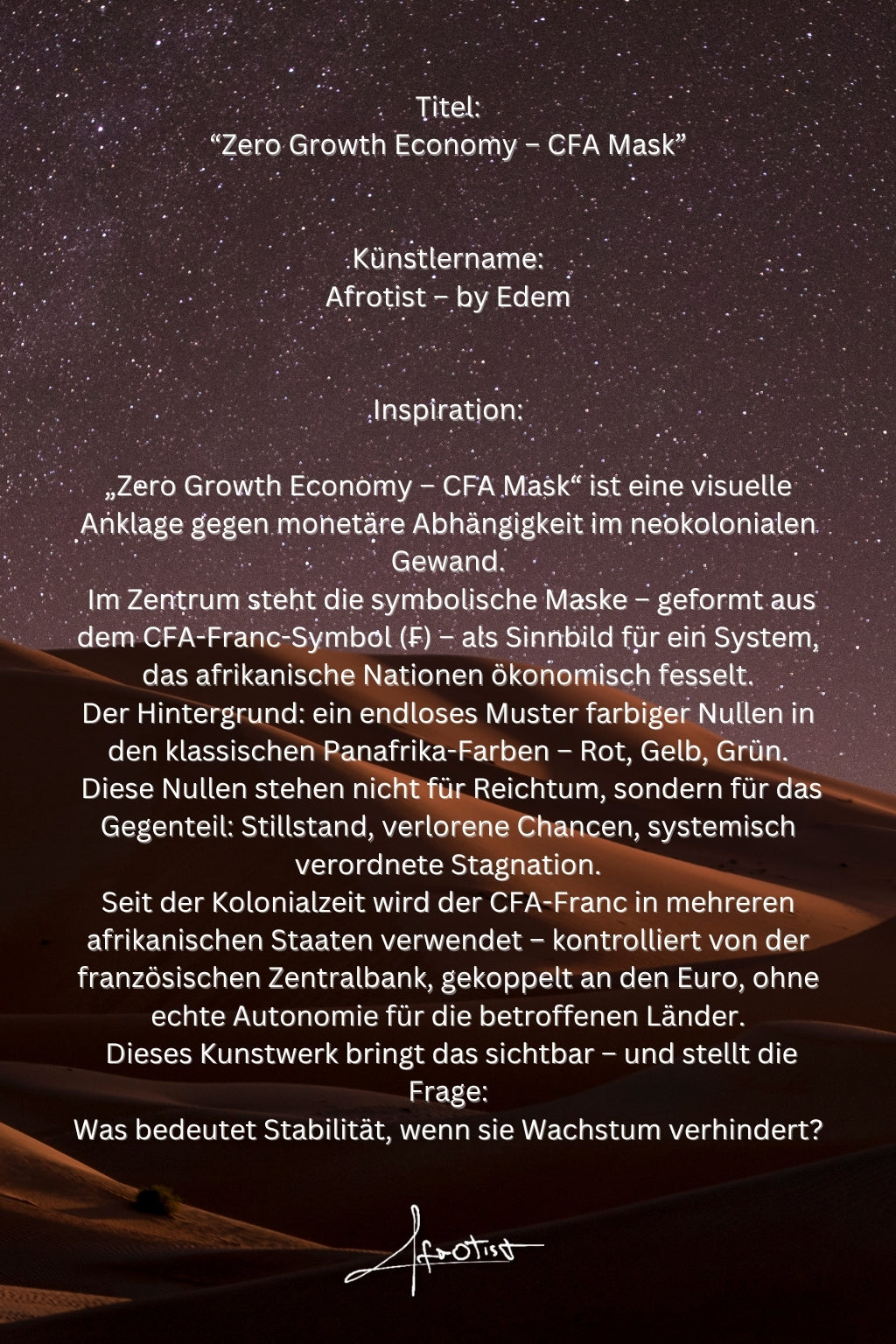 Zero Growth Economy – CFA-Maske & Finanzkritik