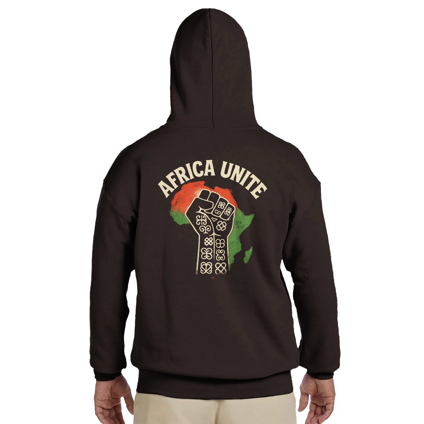 Schwarzer Kapuzenpullover mit Grafik | Africa Unite Hoodie | Afrotist