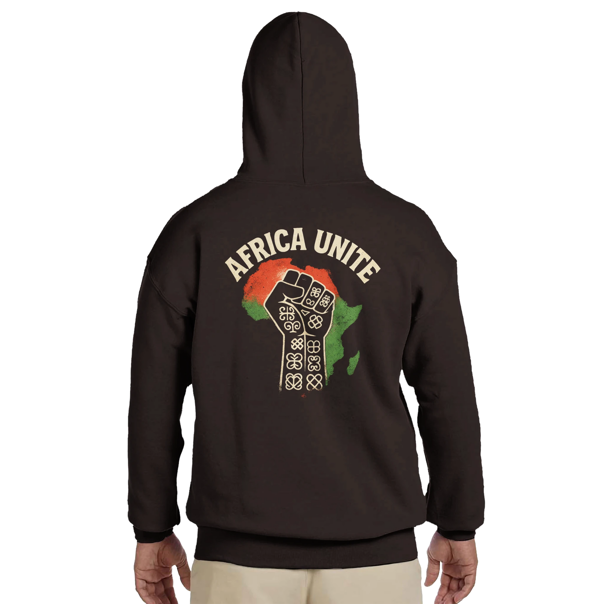 Schwarzer Kapuzenpullover mit Grafik | Africa Unite Hoodie | Afrotist