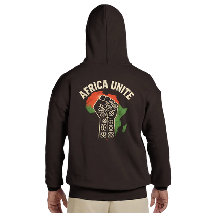 Schwarzer Kapuzenpullover mit Grafik | Africa Unite Hoodie | Afrotist