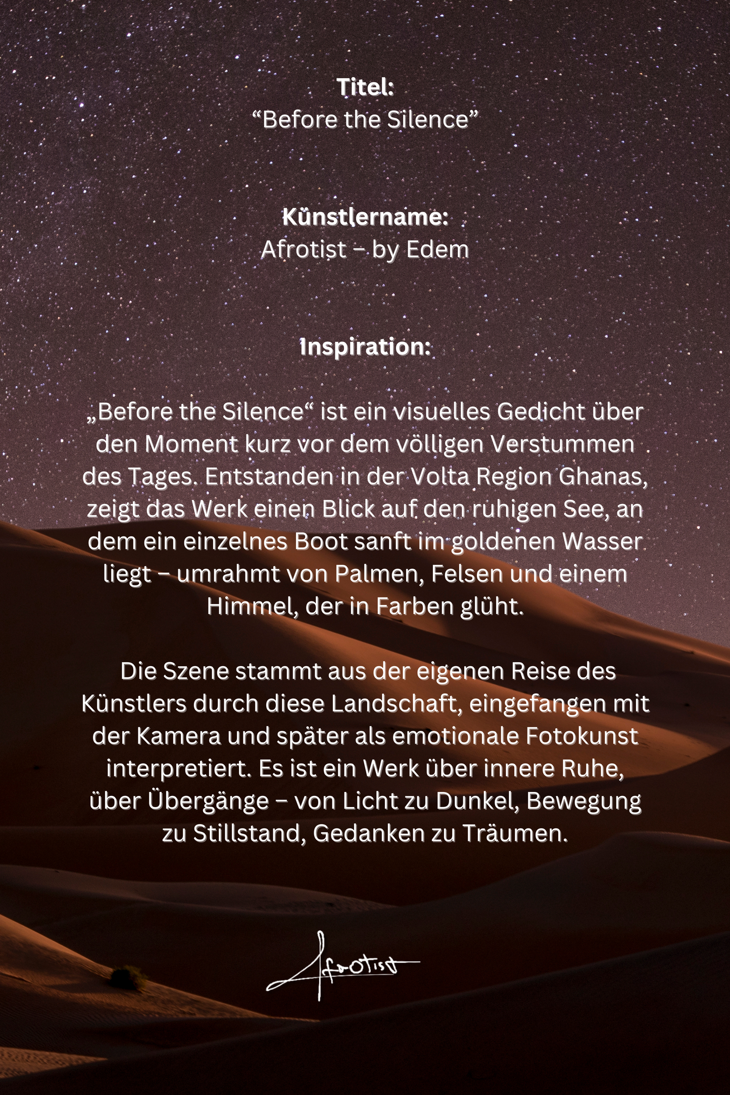 Before the Silence – Sonnenuntergangs-Fotokunst aus der Volta Region - Boot und Palmen in ruhiger Szene