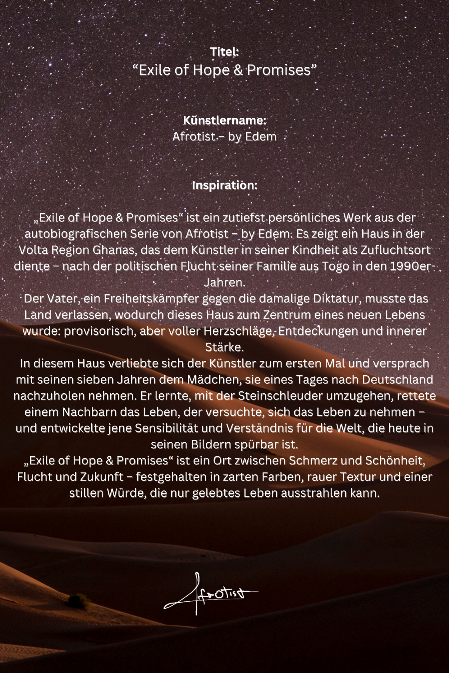 Exile of Hope & Promises – Persönliche Fotokunst - Erinnerung an Flucht, Versprechen und Neubeginn