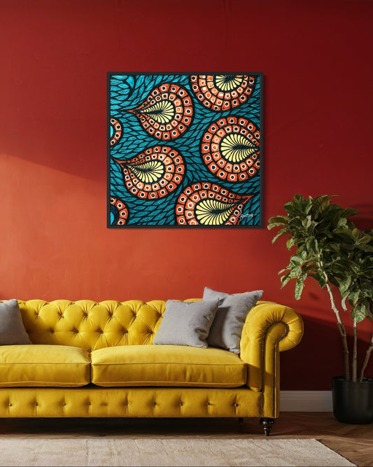 Fließende Wurzeln – Farbiges Stoffkunst Wandbild
