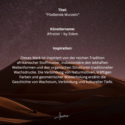 Fließende Wurzeln – Farbiges Stoffkunst Wandbild