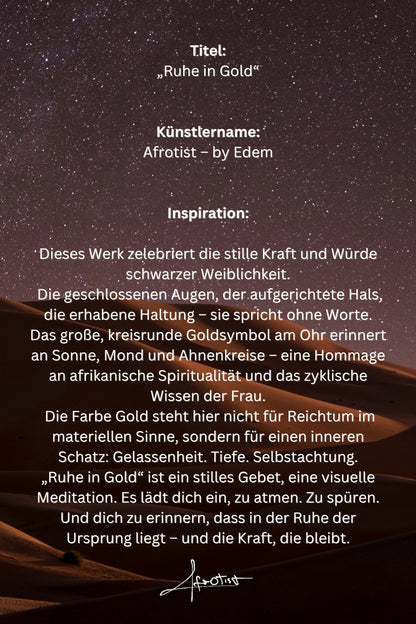 Ruhe in Gold – Afro-spirituelles Porträt über Würde & innere Kraft