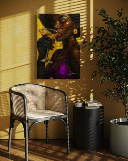 Sips of Power – Afro-Porträt über weibliche Selbstachtung & stille Dominanz | Afrotist Kunstwerk