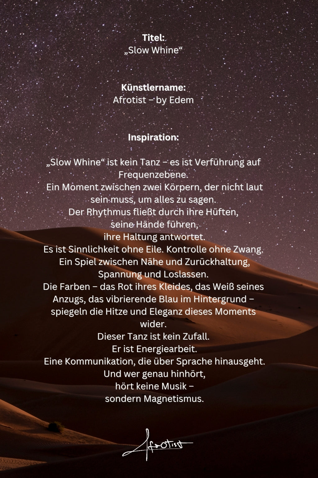 Slow Whine – Afrozentriertes Tanzporträt über Sinnlichkeit & magnetische Anziehung | Afrotist Kunstwerk