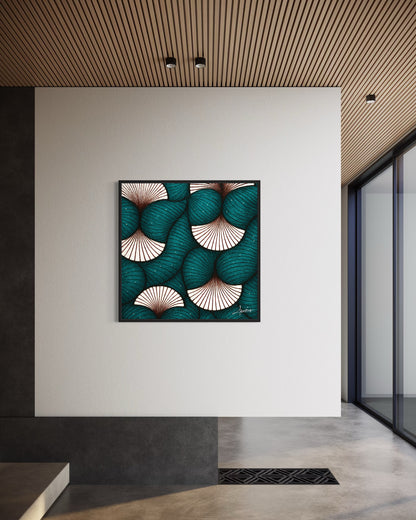 Tanz der Blätter  – Beruhigendes Stoffkunst Wandbild