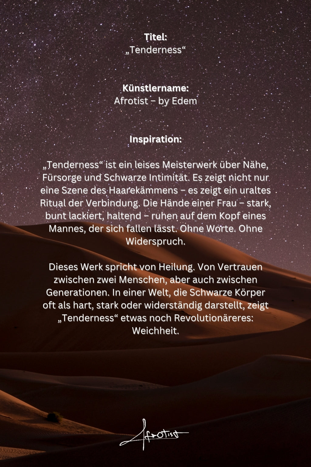 Tenderness – Intime afrozentrierte Szene über Nähe und Vertrauen | Afrotist Kunstdruck