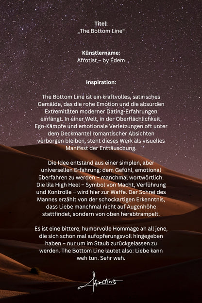 The Bottom Line – Satirisches Kunstwerk über Dating, Macht & emotionale Überforderung | Afrotist Kunstdruck