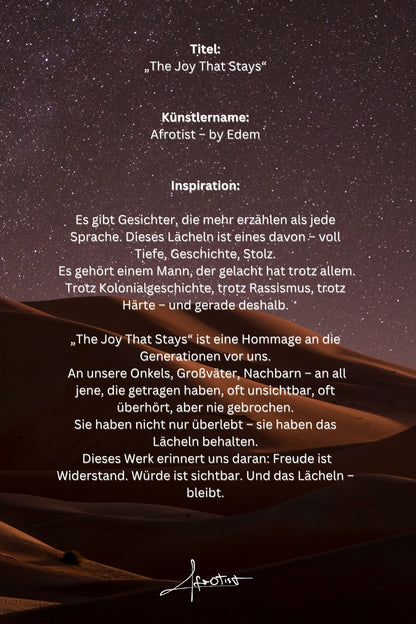 The Joy That Stays – Afro-Porträt eines älteren Mannes mit Geschichte & Würde | Afrotist Kunstdruck