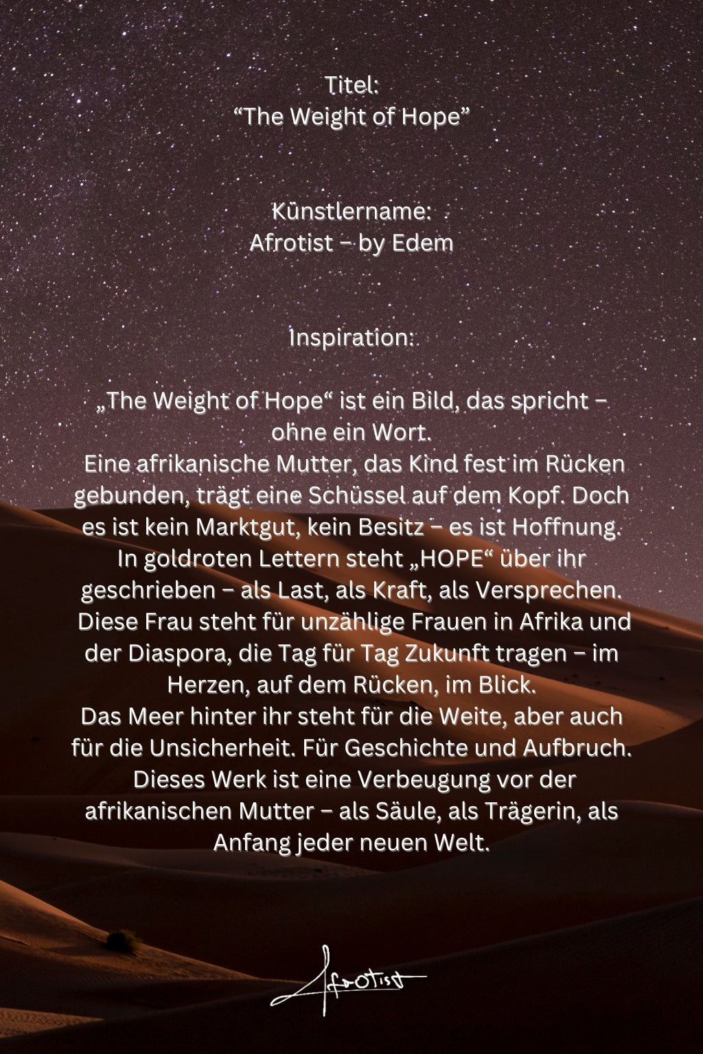 The Weight of Hope – Mutterschaft & afrikanische Würde