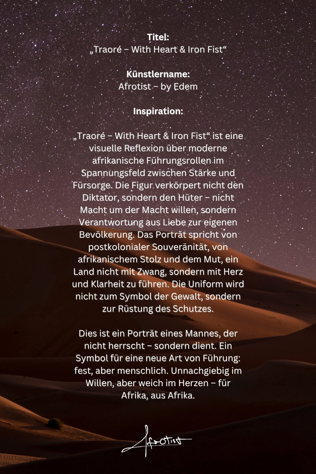 Traoré – With Heart & Iron Fist - Kunst über Stärke, Würde & afrikanische Führung